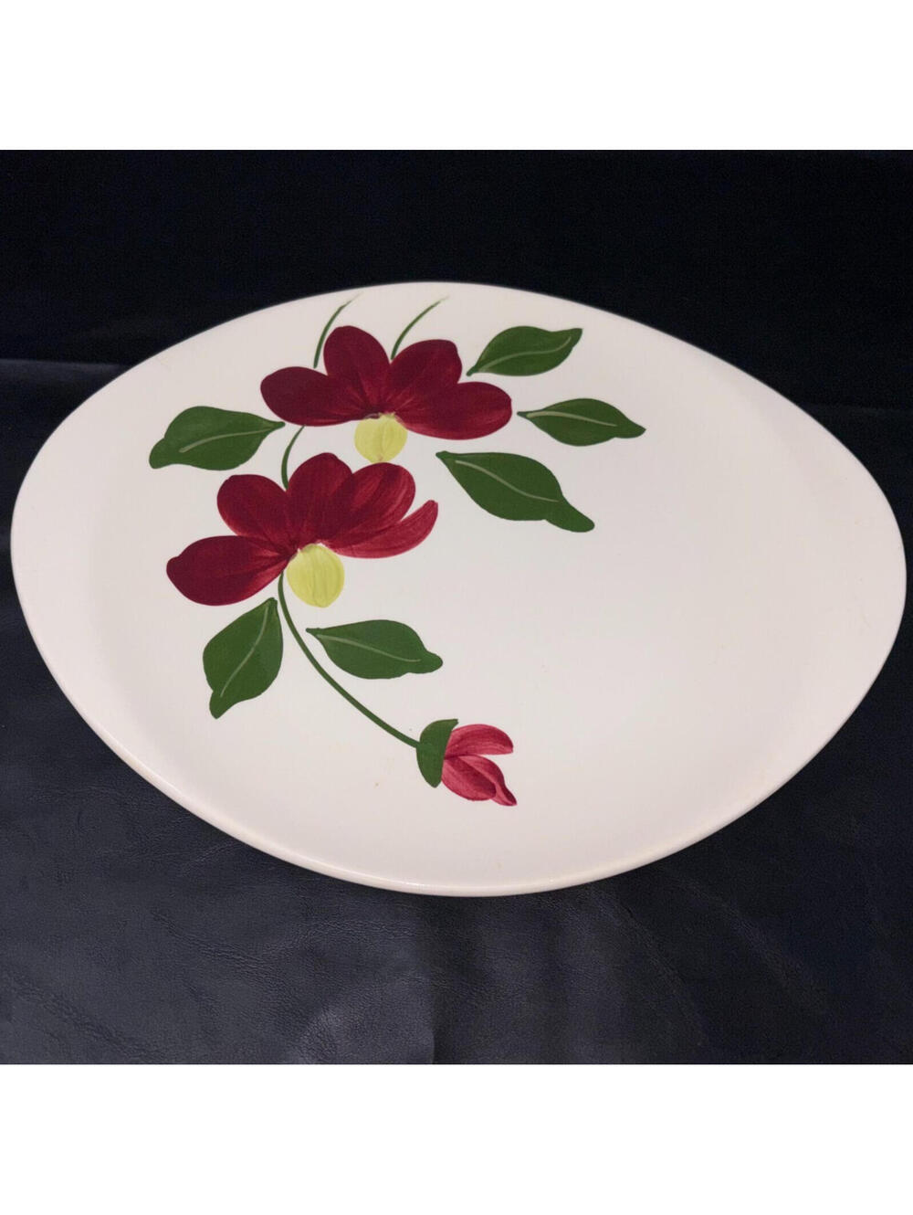 Blue Ridge Southern Pottery Winnie 11 3/4" Oval Serving Platter Tray Red Flowers